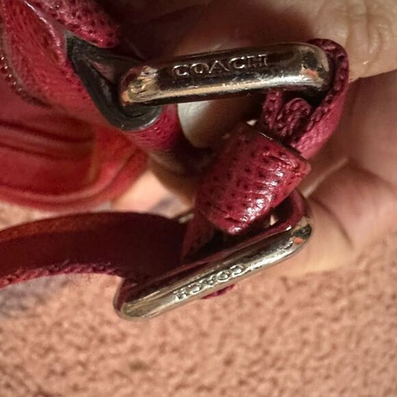 Coach Red/Grey Signature Coated Canvas and Leather crossbody Shoulder Dusty - Picture 9 of 11